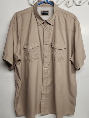 Hooey Men’s Short Sleeve Western Button-Down Shirt in Khaki Size XL Country